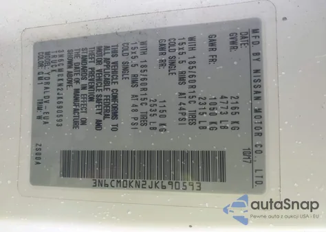 2018 Nissan Nv200 S from USA, damaged, VIN 3N6CM0KN2JK690593